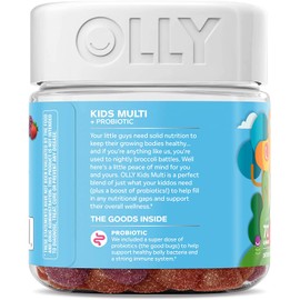 OLLY Kids Multivitamin + Probiotic Gummy, Vitamins A, C, D, E, B, Zinc, Probiotics, Chewable Supplement, Berry Flavor, 70 Count (3 Pack)