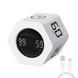 LUCKY TIME Productivity Pomodoro Timer,Hexagon Cube Timer,1/5/10/30/60 Minutes Countdown Timing,Sound & Mute & Vibrate,Gravity Sensor for Kitchen,Work,Study, ADHD (Black)