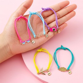 LittleFathand 5Pcs BFF Bracelet Sea Wave Camera Eyeglass Cloud Aircraft Bracelet Stackable Multilayer Travel Bracelet for Women Teen Holiday Jewelry Gift, Zinc, no gemstone