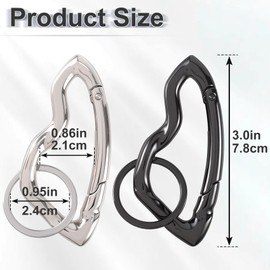 YALOJE 2 Packs Cool Carabiner Keychain, Irregular Metal Spring Snap Key Ring, Y2K Cute Carabiner Clip with Keyrings for Backpacks, Purses, Keys - Silver, Black