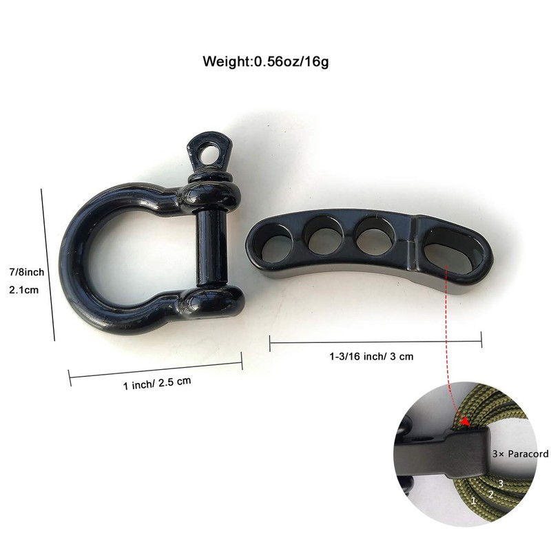 SU LIFE 10 Pack Adjustable Bow Shackles, Metal Paracord Buckles