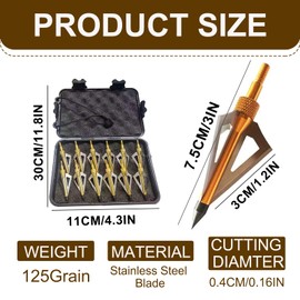 KURUGEILI 12 Pack Hunting Broadheads with Storage Case 3 Blades Archery Broadheads 100/125 Grain Screw-in Arrow Heads Arrow Tips for Traditional Bows and Compound Bow