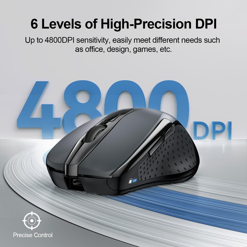 TECKNET Wireless Mouse (BT5.0/3.0 & 2.4G) Rechargeable 4800 DPI Silent