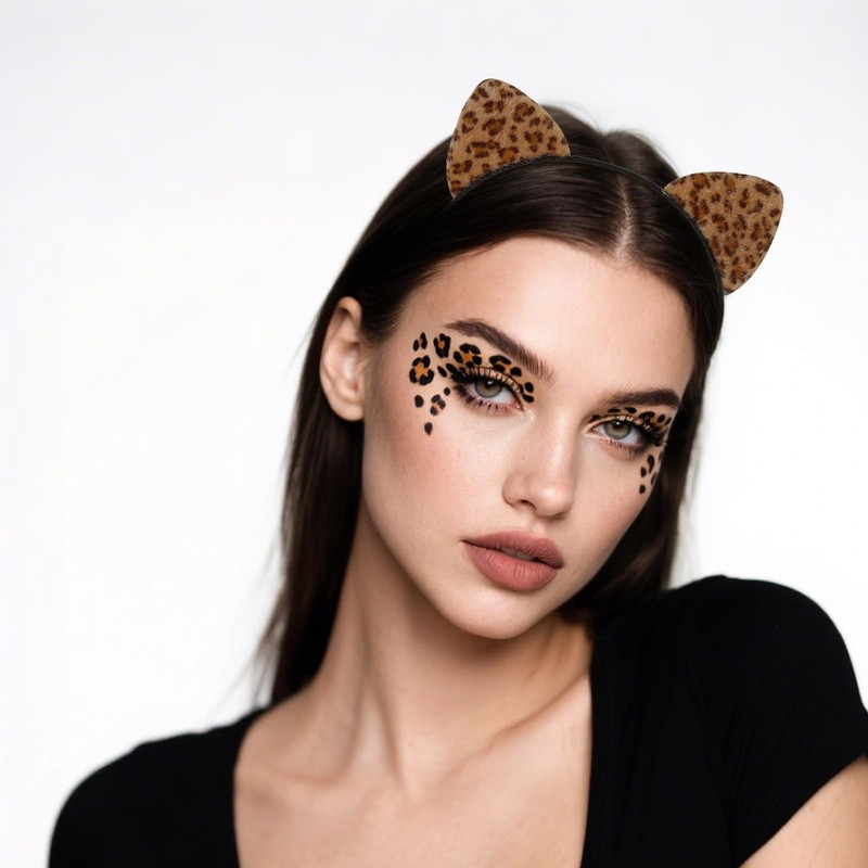 Moikolok Cheetah Leopard Ears Headband Cat Ears Hairband