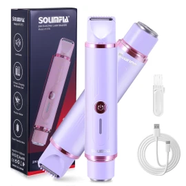 Solimpia Electric Hair Remover for Women's Underarm and Private Area Legs Dual Head Electric Hair Removercolor: Purple