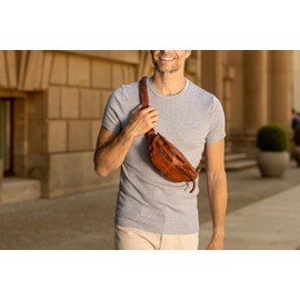 Gusti Acton Women's and Men's Bum Bag Festival Bag Vintage Brown Leather, brown, Retrò