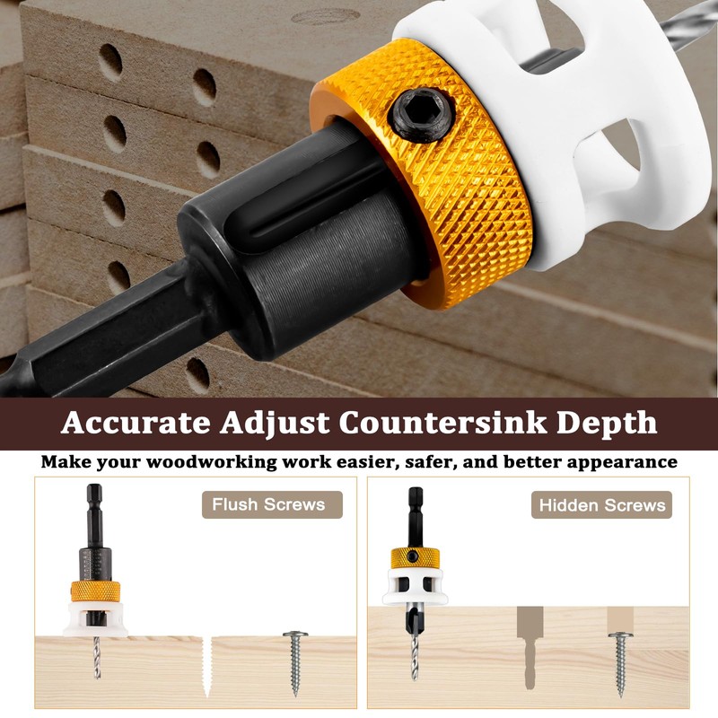 Carbide-Tipped Countersink Drill Bit Set with Precise Depth Control –