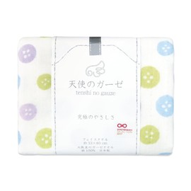 Nichisen Shoko TE1230_B Angel Gauze Button Gauze Face Towel Blue