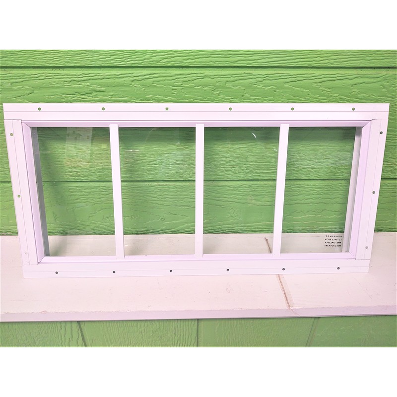 10" x 29" White Transom Shed Window, Tempered Glass, Great