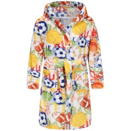 Boys Girls Bathrobes Soft Hooded Bathrobes Sleepwear robe for Girls boys (US, Age, 5 Years, 6 Years, White Balls)