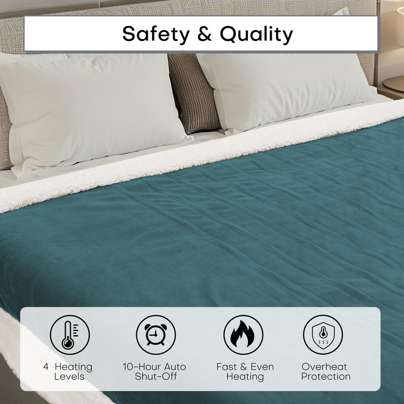 RALYSUN Electric Heated Blanket Full Size 72"x84" - Dual-Sided with