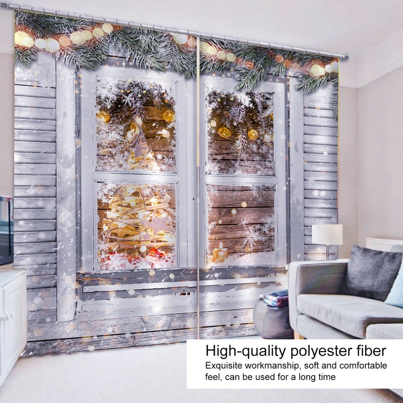 Waterproof Christmas Curtain Window Decorations Christmas Ornaments Home Living Room