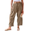 TARSE Womens Linen Pants Casual Wide Leg Loose Drawstring Low