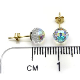 Arranview Jewellery - 6 mm ball aurora borealis crystal stud earring in 9ct yellow gold