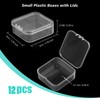 TRUEIN 12 Small Plastic Boxes with Lids, Mini Clear Bead