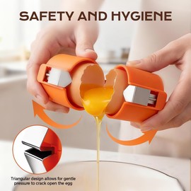 Abre-Huevos Multifuncional 2026, Cortador Acero Inoxidable, Pelador-Separador Huevos Crudos (1, Orange, 2.55inX2.83in)