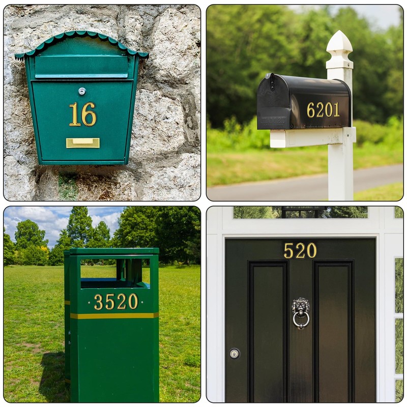 Gold Mailbox Numbers for Outside,2 Inch 3D Mail Box Numbers,Self