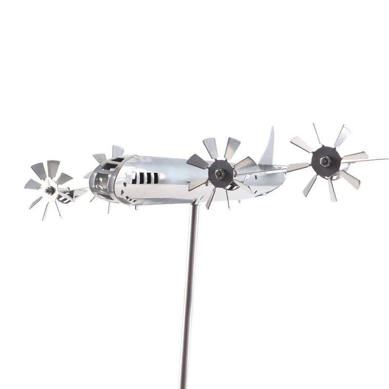 Aircraft Wind Sculpture Wind Powered Rotate Stainless Steel Airplane Windmill