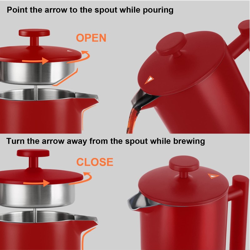 Secura French Press Coffee Maker, Double-Wall 304 Grade Stainless Steel