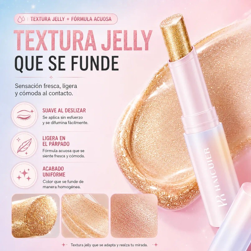 Sombra En Barra Dorada Glitter Para Ojos Haculier