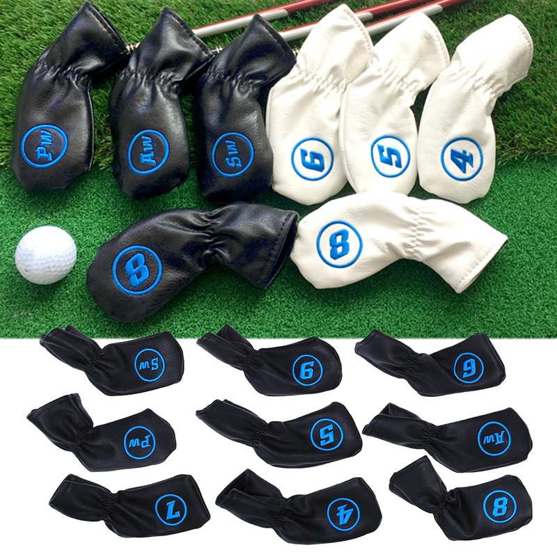 9PCS PU Leather Waterproof Thicken Plush Golf Putter Head Cover