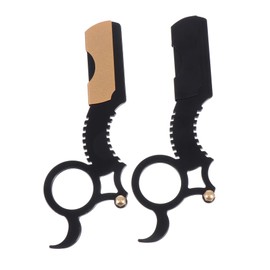 Mikinona 2pcs Vintage Manual Beard Razors Men's Styling Kit Stainless Steel Easy Travel Shaving Trimming Tool