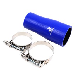 Universal TMKOOL - Reductor recto de 6 pulgadas de longitud de alto rendimiento de 2.7 a 3 pulgadas de diámetro de silicona con abrazadera de tornillo en T, admisión de aire/turbo/intercooler (azul,