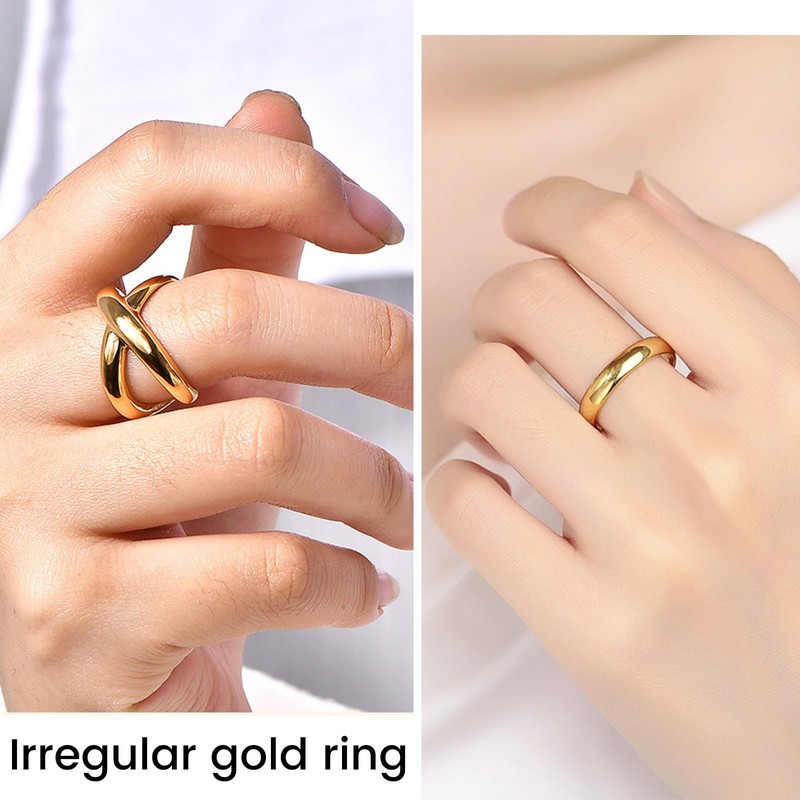 LunarCharm 6-piece set with chunky gold rings for women, gold-plated