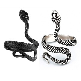 Snake Rings for Women Vintage Gothic Snake Wrap Rings Statement Serpent Stackable Rings Set Adjustable Punk Reptile Rings for Teen Girls Trendy Medusa Jewelry (Style C)