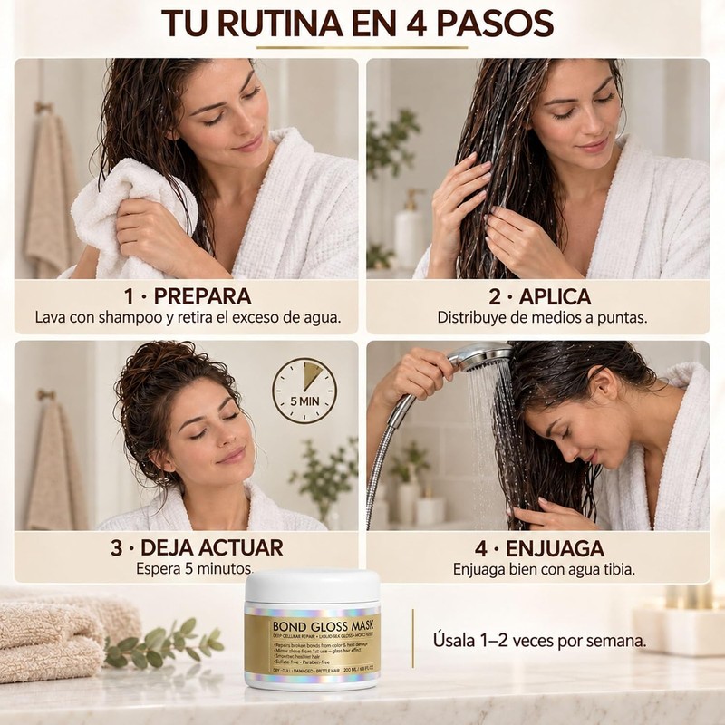 Mascarilla Bond Gloss, Hidratación Intensa con Tecnología Bond Repair 200ml