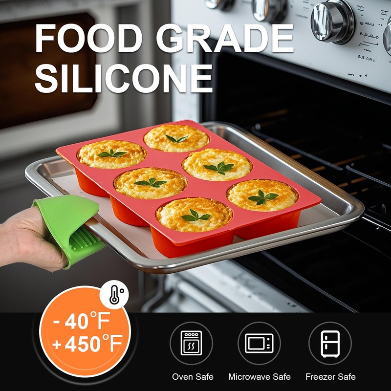 Silicone Egg Bite Molds, 2 Pack Frittata Pan, Deep 3