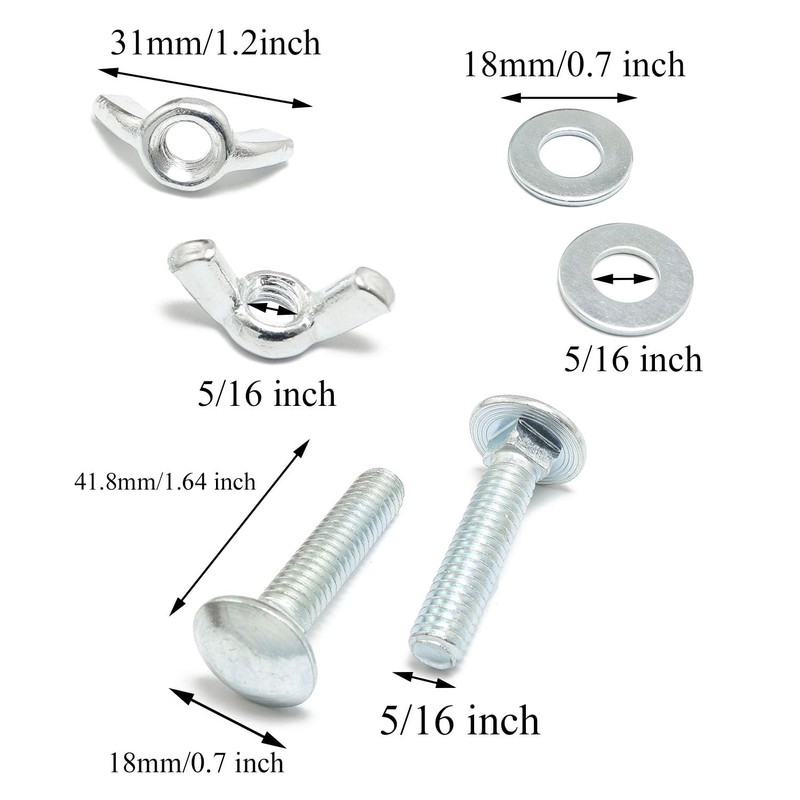 Pro Bamboo Kitchen 10pcs Carriage Bolts Wing Nuts Wing Screw