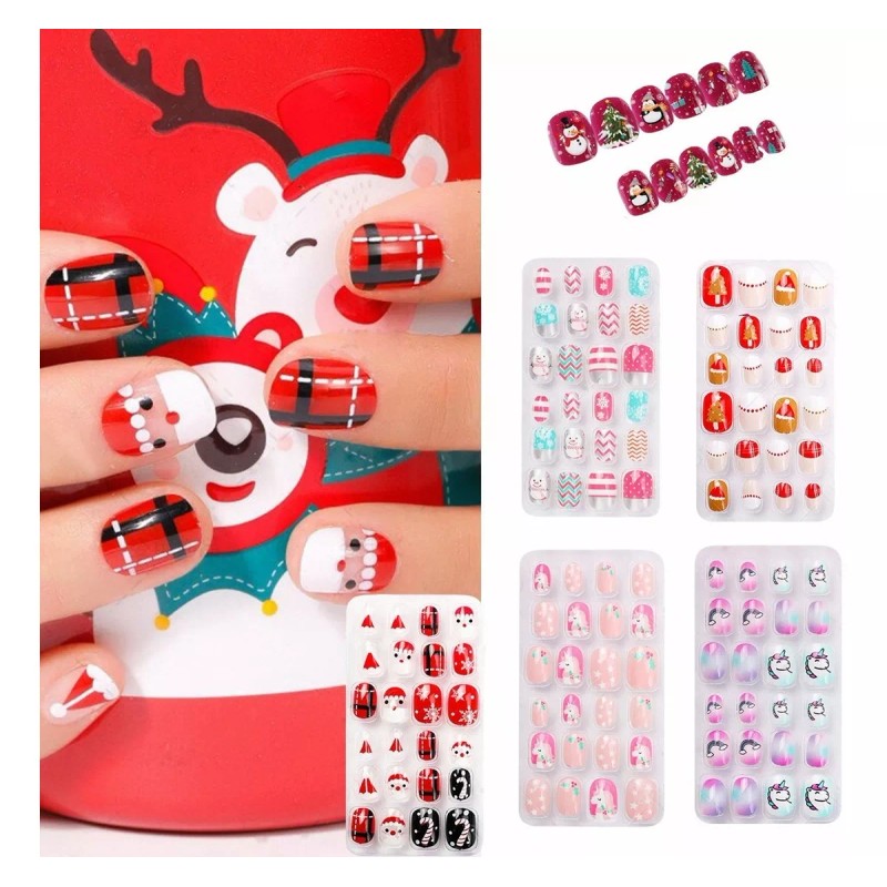 Ugaaiya Tips Uñas Navidad Postizas Adheribles Kawaii Decoradas