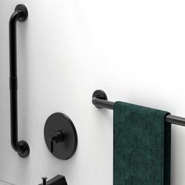 AmeriLuck Dual Pack 1-1/4 x 24‘’ 2 Pack Stainless Steel Bath Safety Grab Bar, ADA Compliant 500lbs Loading Capacity, Matte Black, Assembly Needed