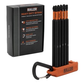 Railer 6 Inch Screwdriver Bit Set - Premium S2 Steel 6" Phillips, Square, Torx & Hex Impact Driver 10pc Bit Set With A Storage Magnetizer Bit Holder & Carabiner
