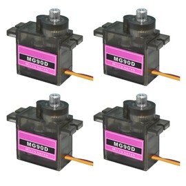 4pcs MG90D Digital Micro RC Servo Full Metal Gear SG90 9g Compatible Model for Arduino Fixed Wing RC Smart Car Robot Arm DIY Project Max Control Angle 180° PWM500-2500