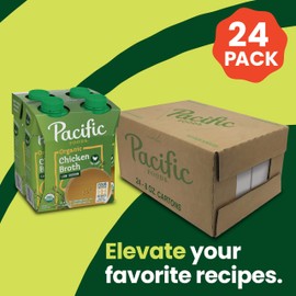 Pacific Foods Low Sodium Organic Free-Range Chicken Broth, 8 oz Carton (4 Pack) (Case of 6)