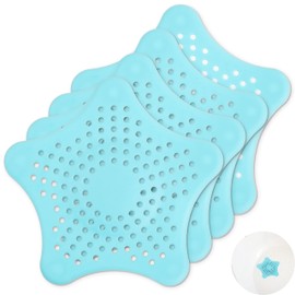 Universal Drain Strainer Set of 4 Blue TPR 155 x 135 mm with 5 Suction Cups for a Firm Hold for Drains up to Diameter 90 mm Drain Strainer Sink Hair Strainer Sink Bath Filter Hair Catcher Shower