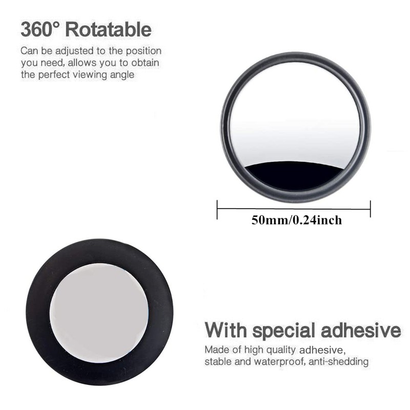 2 pcs Blind Spot Mirrors, 2" Round HD Glass Convex