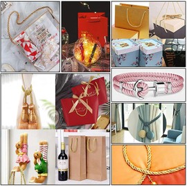 PandaHall 19 Yards Twisted Cord Rope, Golden Craft Nylon Rope 5 mm 3 Strand Multi-Purpose Utility Cord Trim Choker Thread for Jewellery Making Knot Roses Padding Curtain Tieback Honor Cord