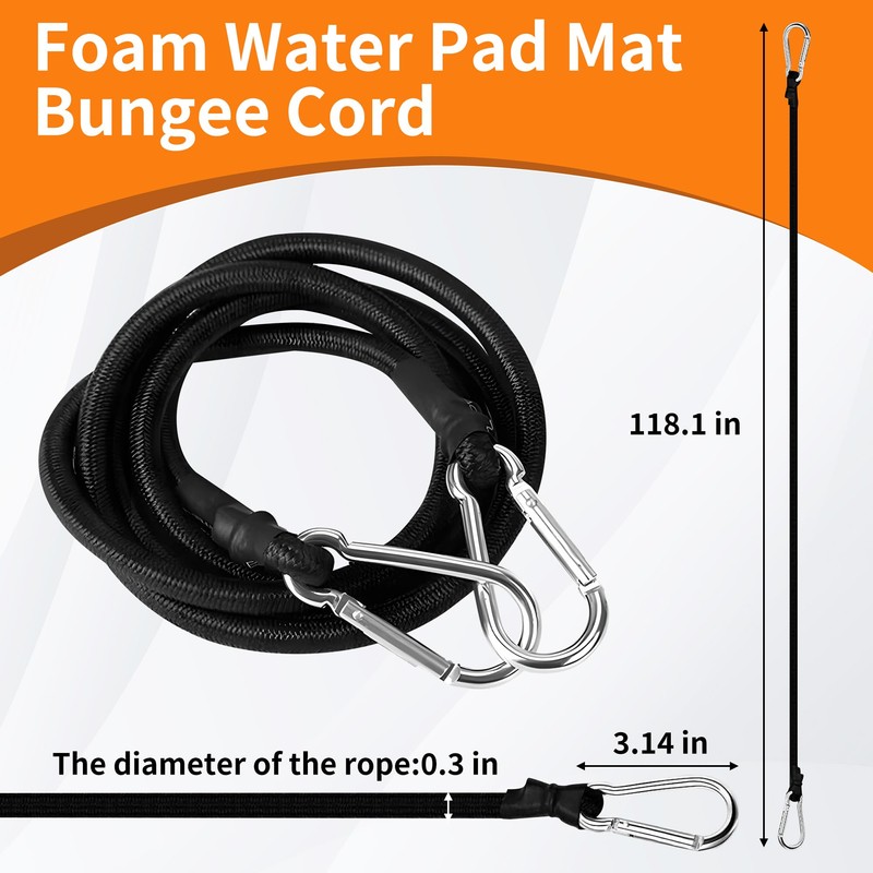 4 pcs 118 Inch Foam Water Pad Mat Bungee Cord,Lily