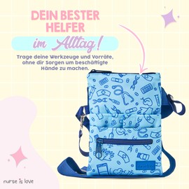 Nurse Is Love Women's Bum Bag - Belt Bag Work for Nurses | Bag Organiser Multi Compartment Ideal for Bandage Scissors, Pupil Light & Care Accessories, Blue Instruments, Modern