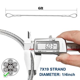 hannger 1/4 Wire Rope Kit, 100 ft Galvanized Steel Cable with 6ft Sling Cable, Turnbuckle, Wire Rope Clamps & Thimble, 4200 lbs Breaking Strength, 7x19 Strand Metal Cable for Zipline, Shade Sails