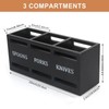 QRZLP Wooden Silverware Holder, Wooden Utensils Caddy with 3 Compartment