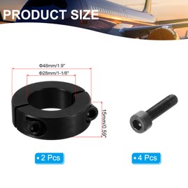 PATIKIL Bore 28mm Double Split Shaft Collar 48mm OD 26mm Thickness, 2 Pack 45#Carbon Steel Locking Collar Clamp Style with Set Screw for Machine Tools Industry, Black