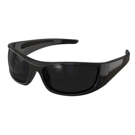 Bloomoak Super Dark Lens Black Polarized Sunglasses|Wrap Around Sport Sunglasses|UV400|CAT 4|For Photophobia(Sensitive Eyes) (Glossy Black/Dark (5% Light Transmission))