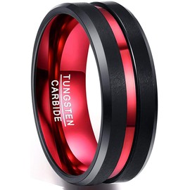 083BASE Men's Tungsten Carbide Rings Black Outer Width 8 mm Comfort Fit Design Tungsten Rings, Tungsten steel
