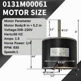 Gasoray 1/4 hp Condenser Fan Motor 0131M00061SP, YDK-180S84062-01 Motor, Compatible with Goodman, Janitrol P/N: 208/230 Volts, 830 RPM, 1-Speed Air Conditioner Fan Motor