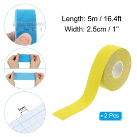 PATIKIL 16.4ft x 1 Inch Aerial Hoop Tape, 2 Roll Athletic Tape Adhesive Non-Slip Grip Tape Yoga Rig Sports Tape for Wrapping Exercises Gymnastics, Yellow