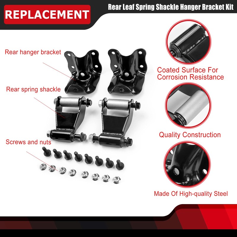 Rear Leaf Spring Shackles Hanger Brackets Repair Kit for Ford